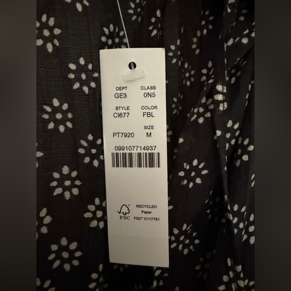 NWT - J. Crew Women’s Crinkled Maxi Dress - Black/White Block Print - Sz M - Picture 9 of 15